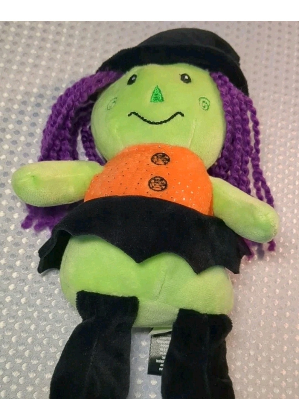 City Streets Green Witch Plush with Purple Hair and Orange Dress